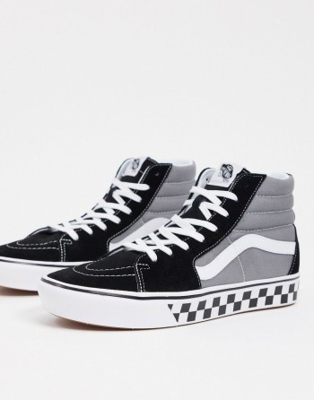 Vans Comfycush Sk8-Hi Check Tape Crne Sive - Muške Tenisice | 94180IPLV